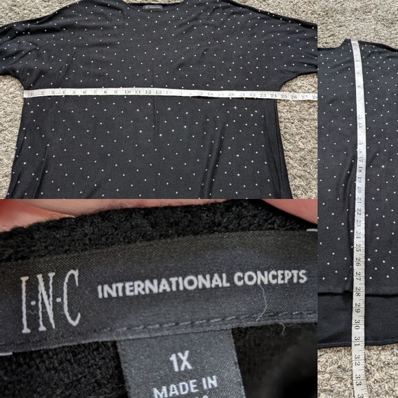 ✨3/$15 INC International Concepts Black Rhinestone Long Sleeve Sweater 1X - Picture 8 of 8